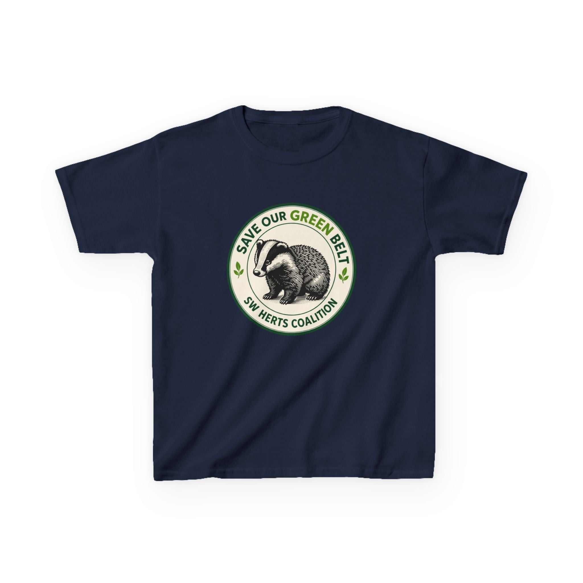 Kids T-Shirt — "Save Our Green Belt" Badger