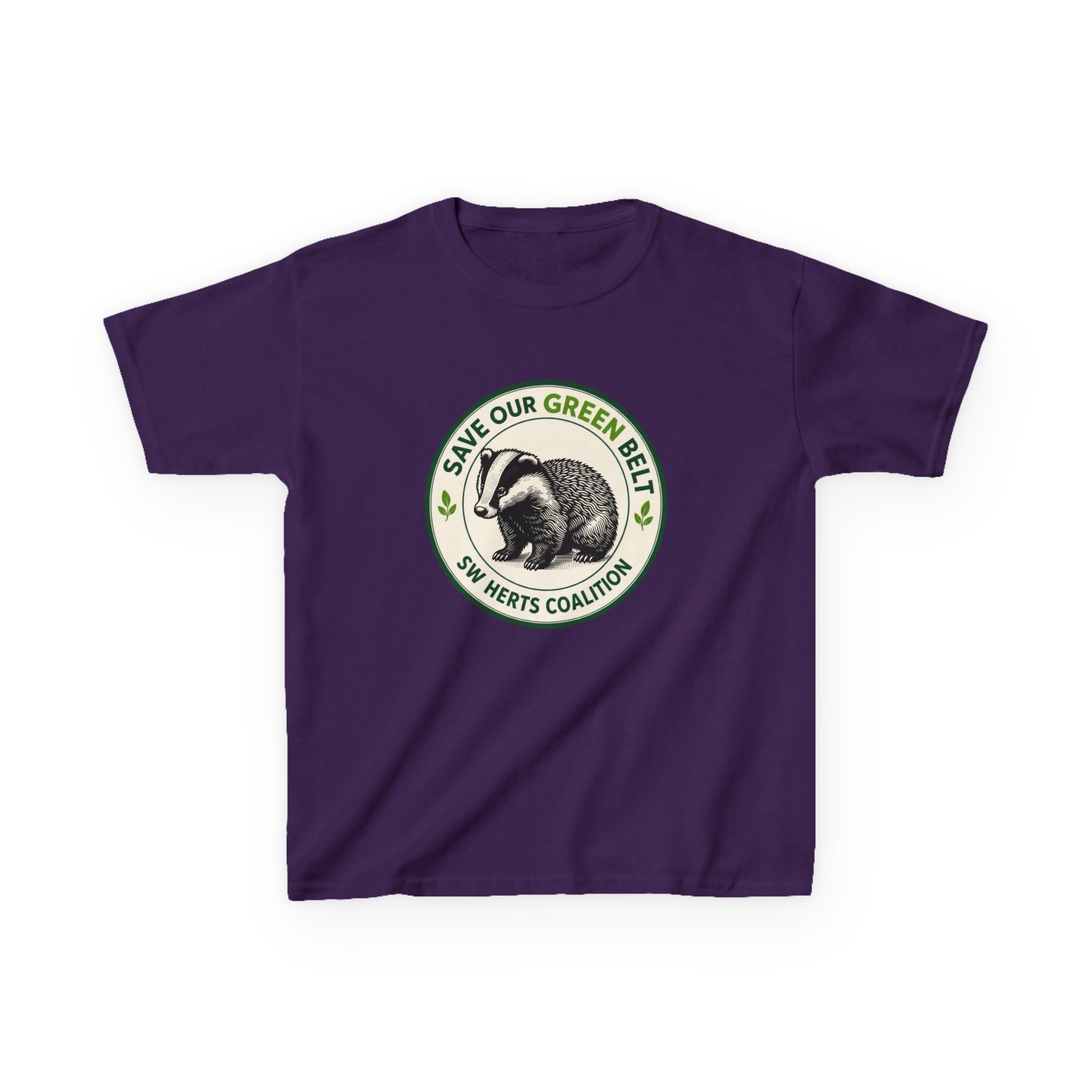 Kids T-Shirt — "Save Our Green Belt" Badger