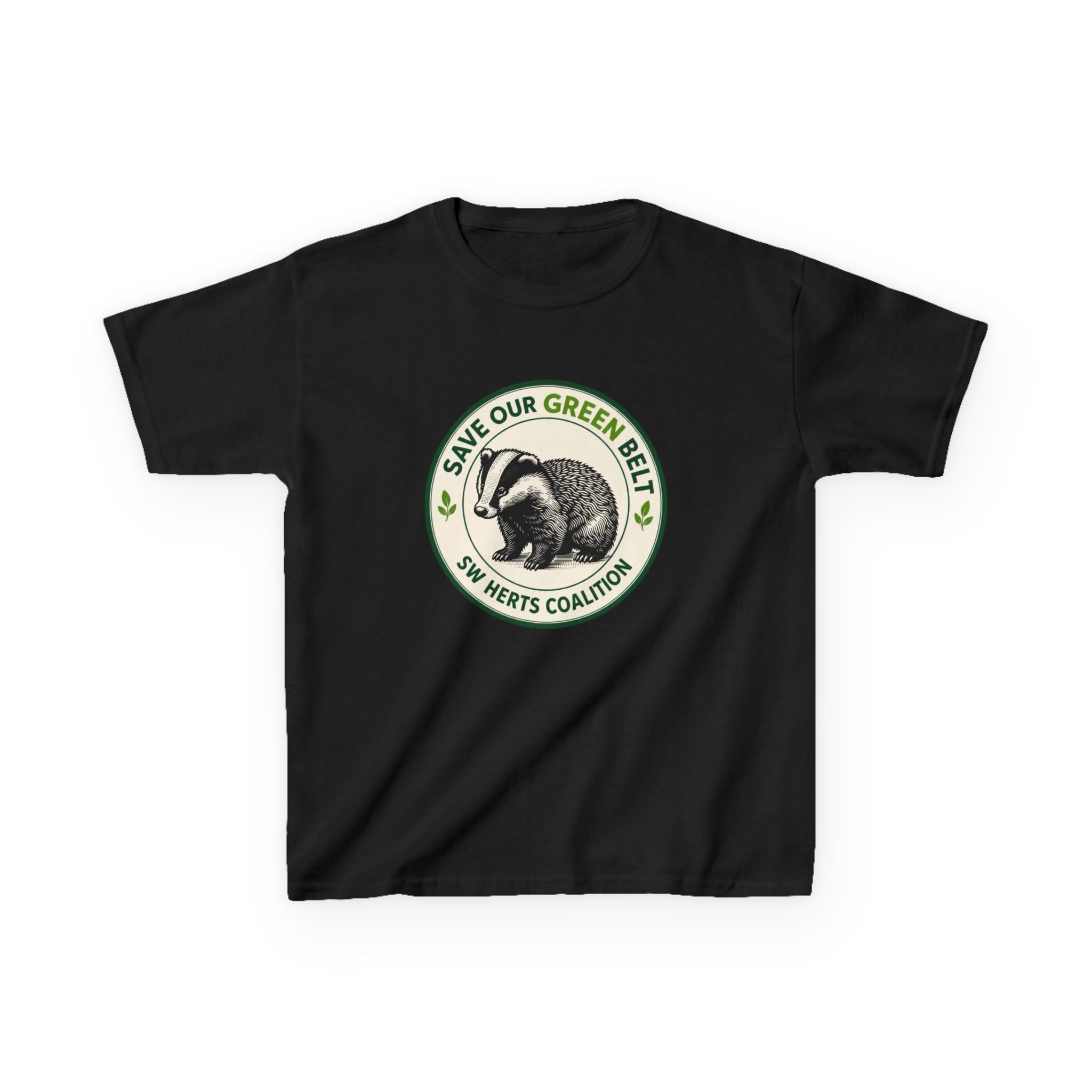 Kids T-Shirt — "Save Our Green Belt" Badger
