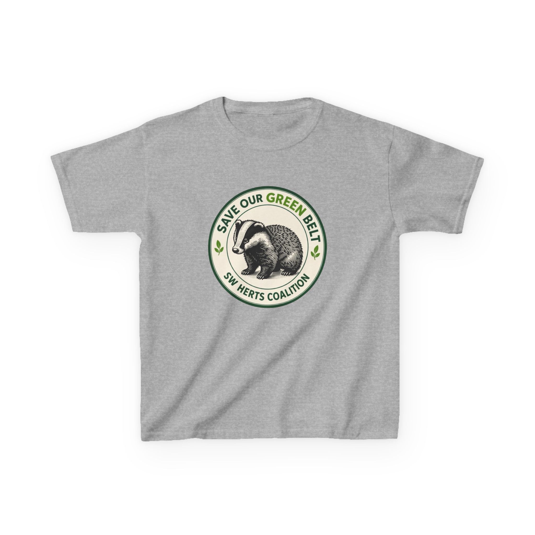 Kids T-Shirt — "Save Our Green Belt" Badger