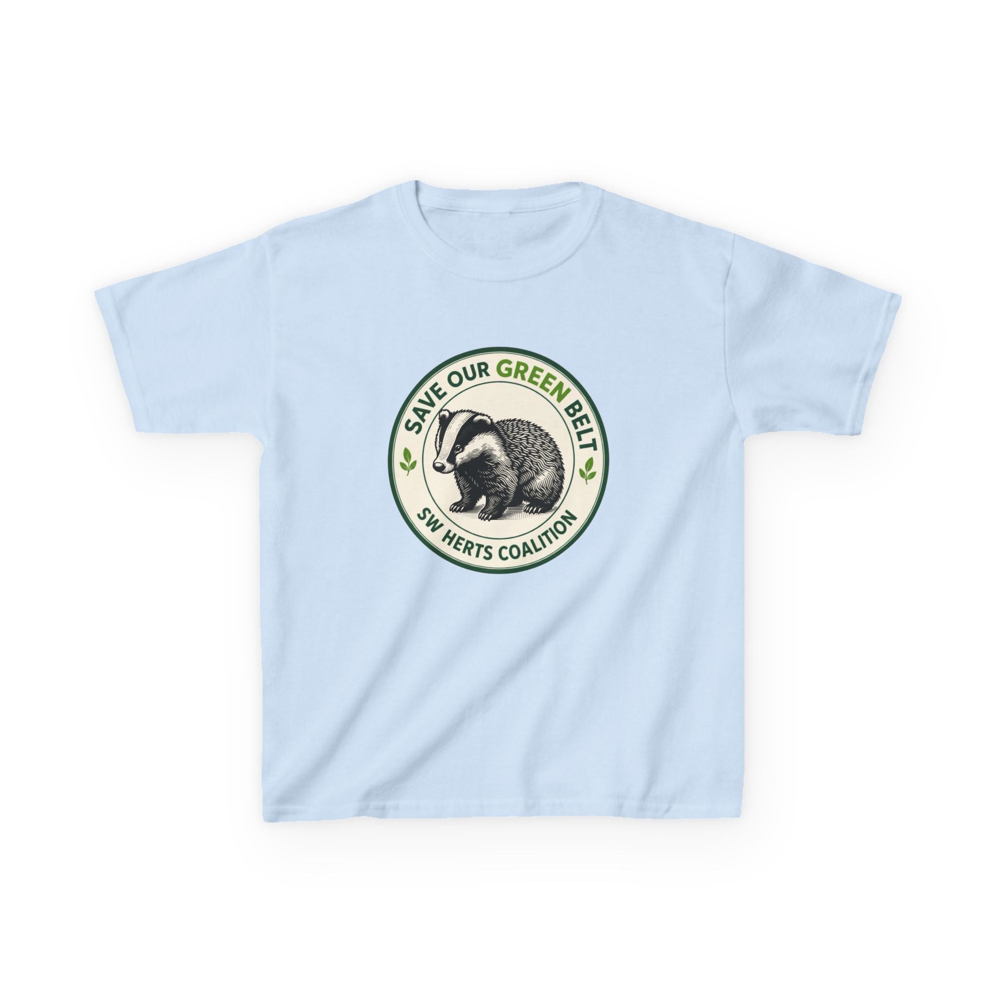 Kids T-Shirt — "Save Our Green Belt" Badger