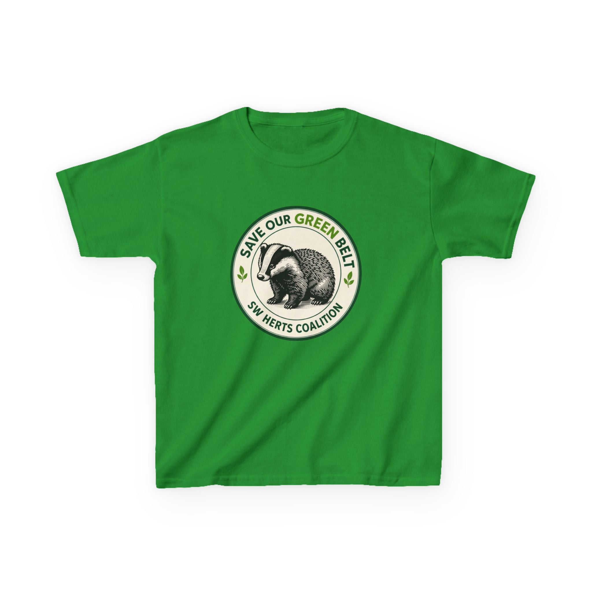 Kids T-Shirt — "Save Our Green Belt" Badger