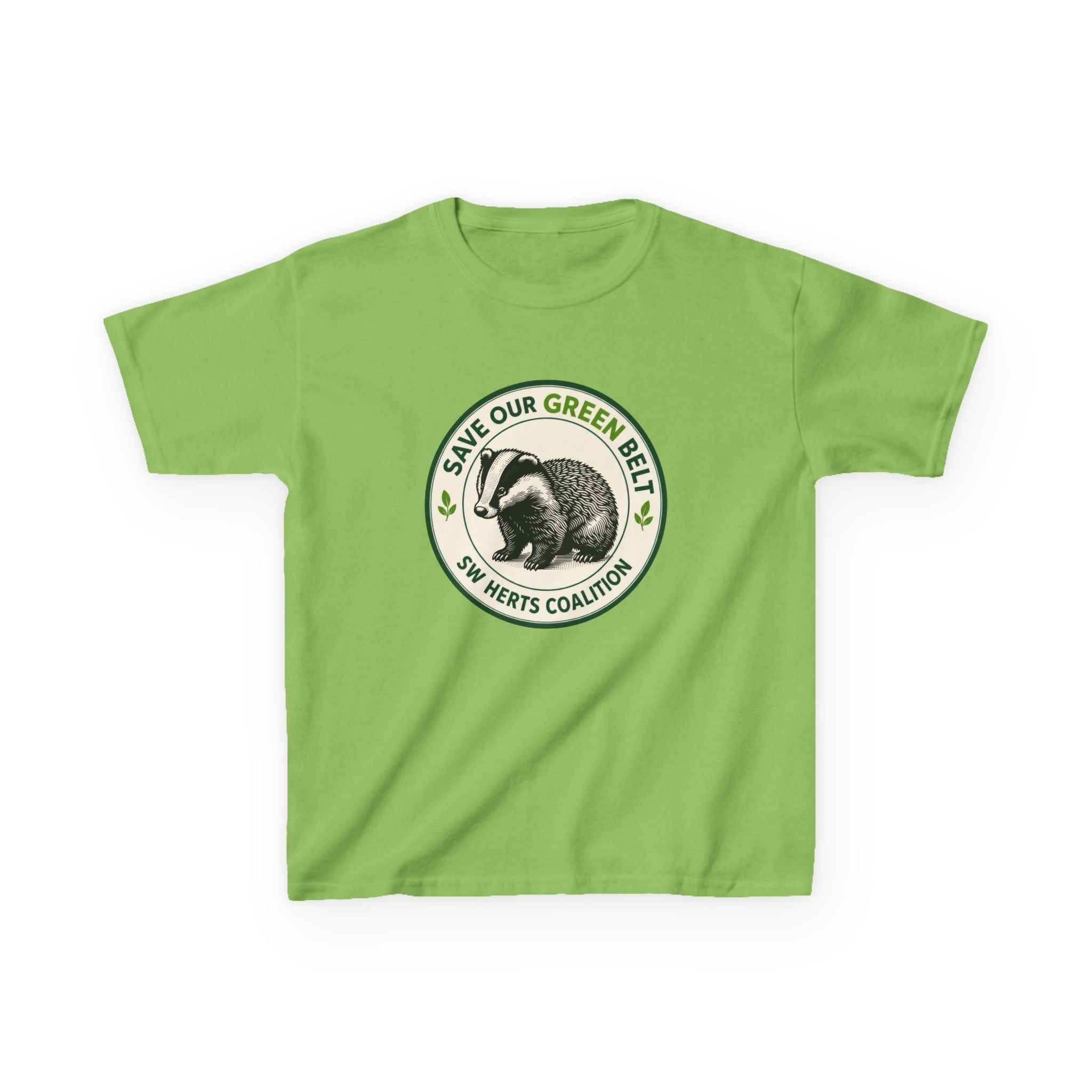 Kids T-Shirt — "Save Our Green Belt" Badger