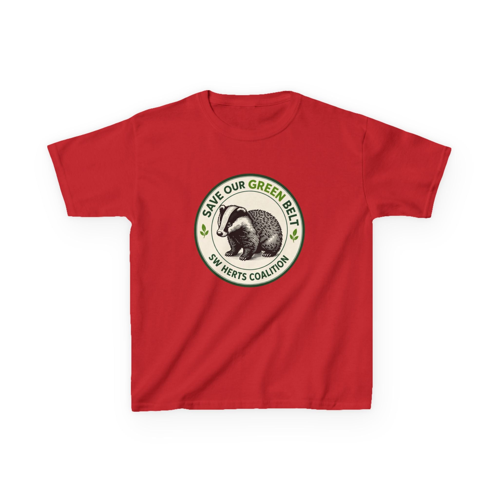 Kids T-Shirt — "Save Our Green Belt" Badger