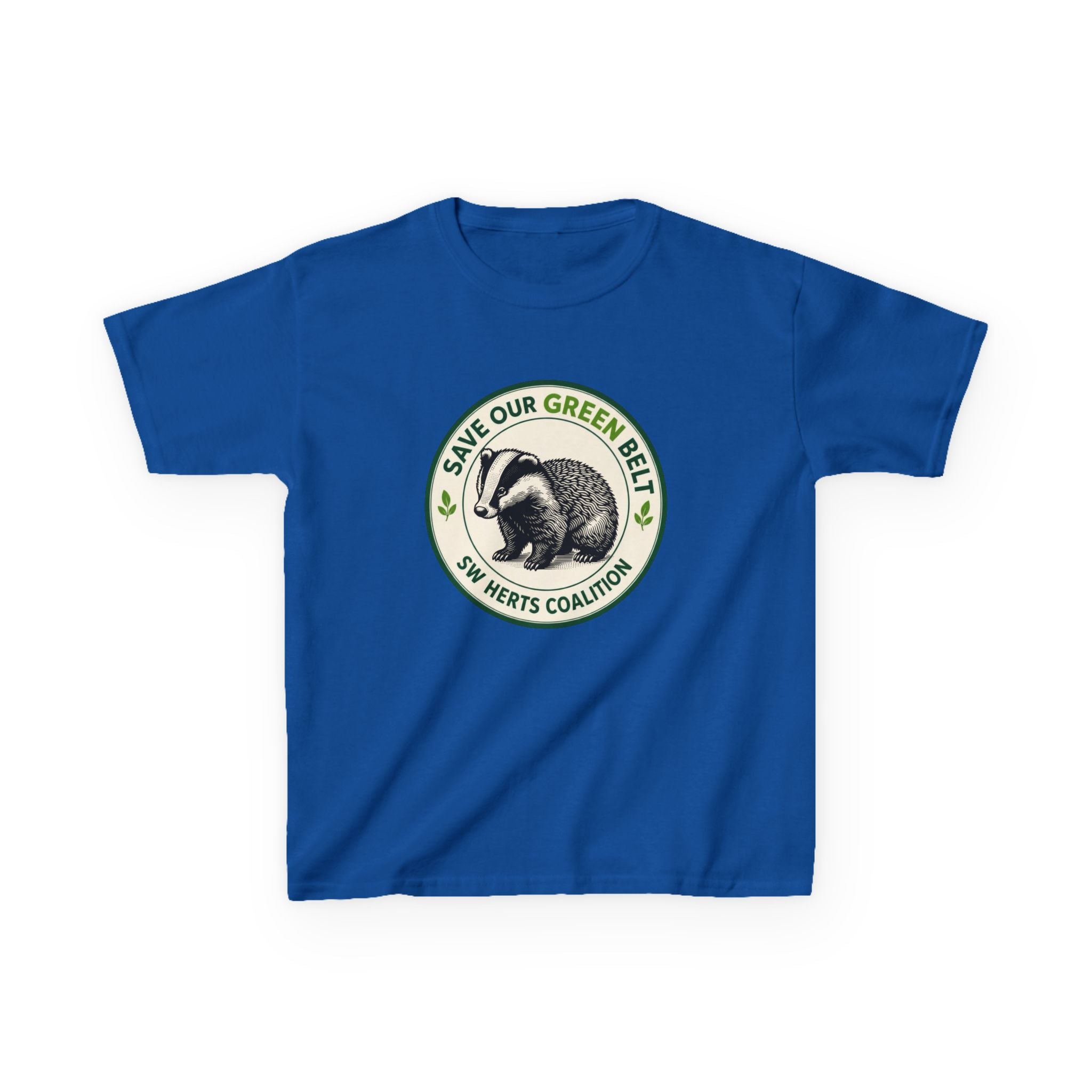 Kids T-Shirt — "Save Our Green Belt" Badger