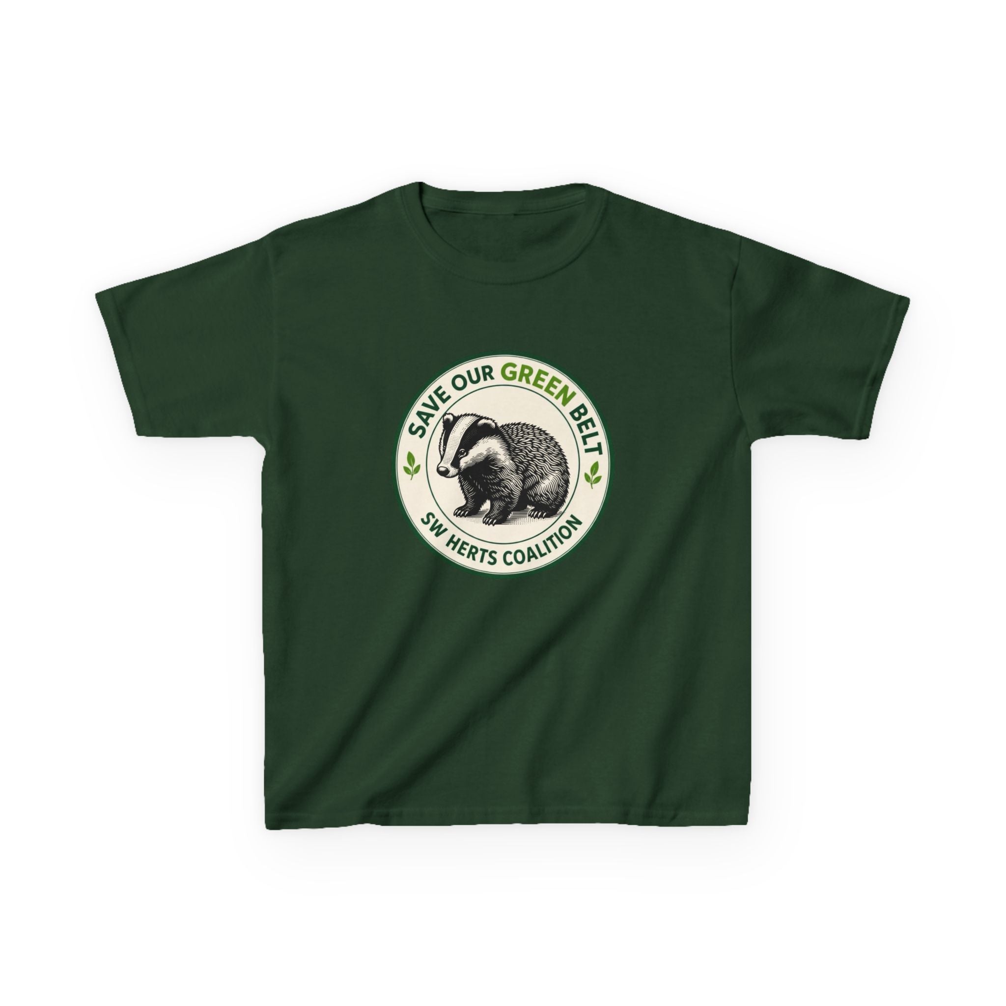 Kids T-Shirt — "Save Our Green Belt" Badger